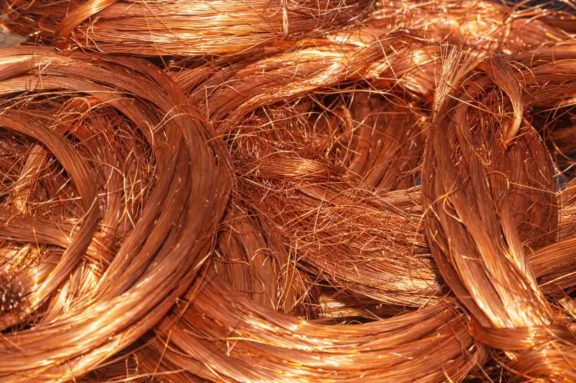 Scrap copper wires collected for metal recycling.